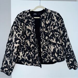 Zara Black and White Quilted Jacket, L